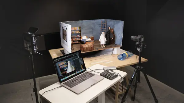 Ett projektrum på utbildningen Animation och experimentfilm.